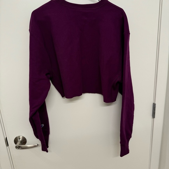 Champion Reverse Weave Purple Cropped Crewneck Sweatshirt - Picture 6 of 7